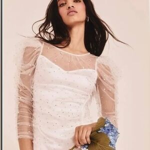 For Love and Lemons white dress with pearls size S